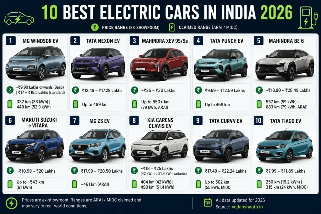 Best electric cars in India 2026
